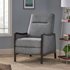 Fauteuil inclinable rembourré du milieu du siècle avec repose-pieds et cadre en bois de bouleau