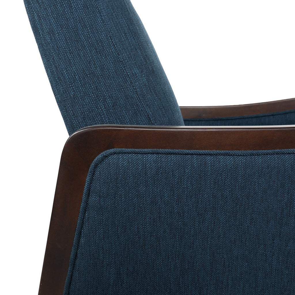 Fauteuil inclinable rembourré du milieu du siècle avec repose-pieds et cadre en bois de bouleau