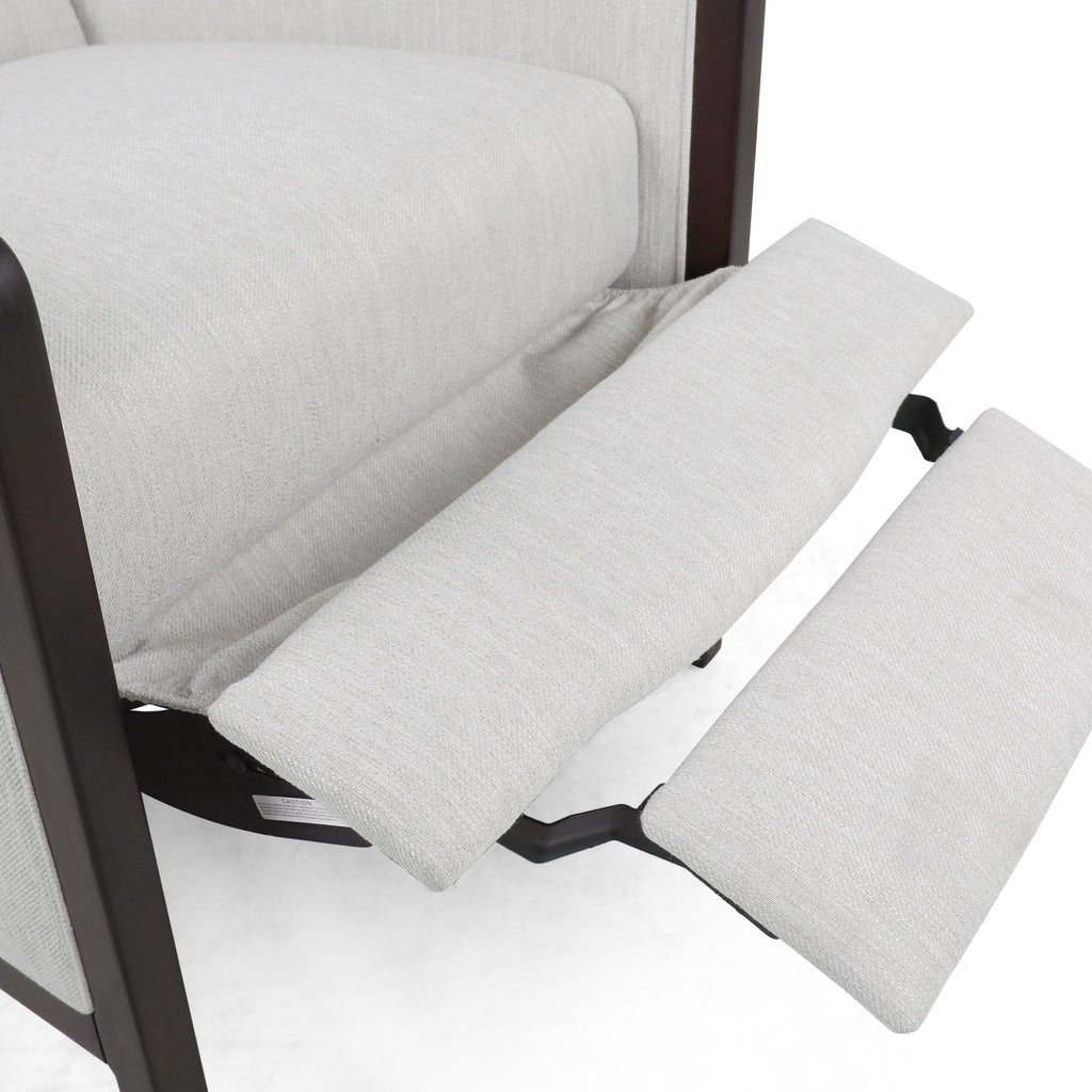 Fauteuil inclinable rembourré du milieu du siècle avec repose-pieds et cadre en bois de bouleau