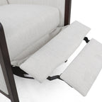 Fauteuil inclinable rembourré du milieu du siècle avec repose-pieds et cadre en bois de bouleau