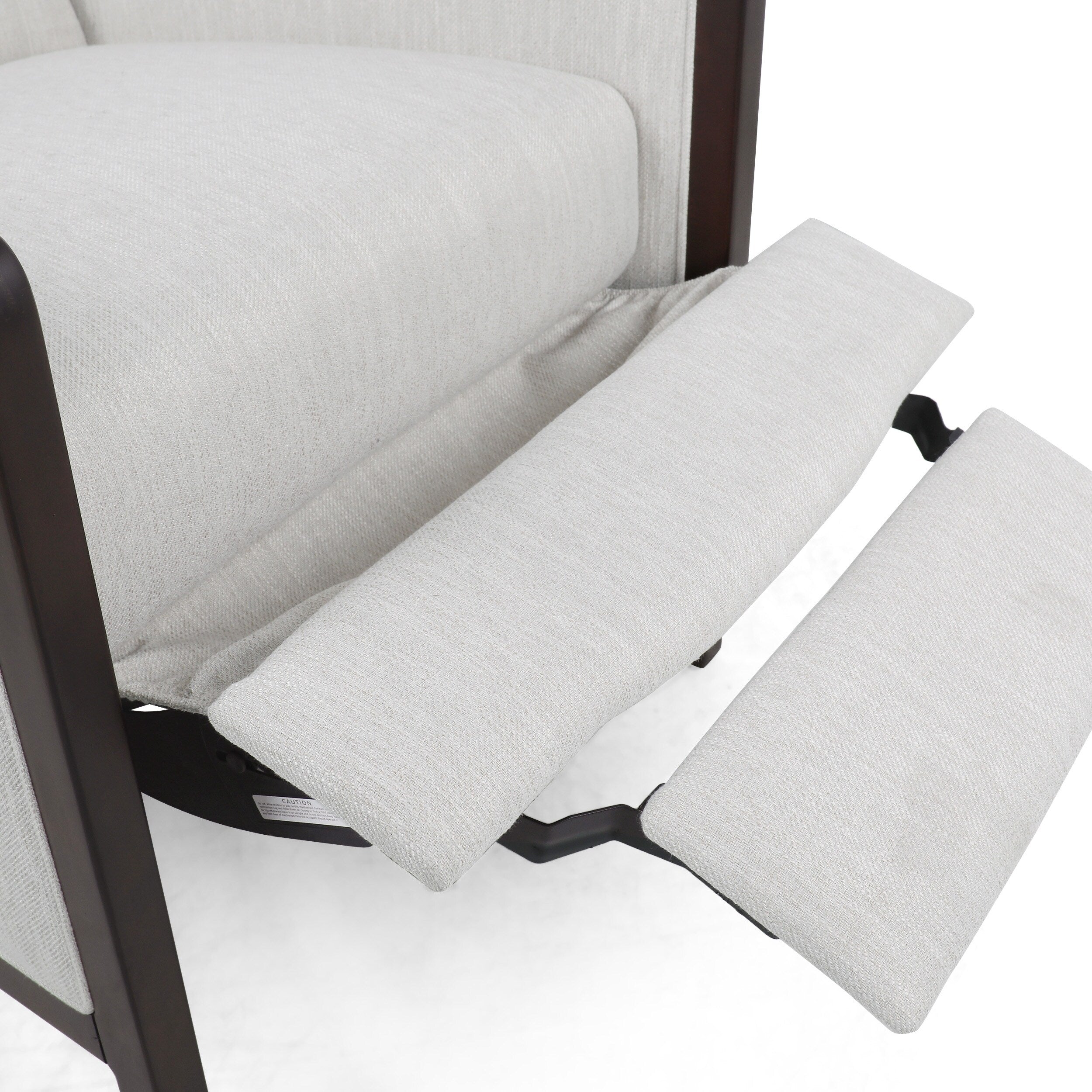 Fauteuil inclinable rembourré du milieu du siècle avec repose-pieds et cadre en bois de bouleau