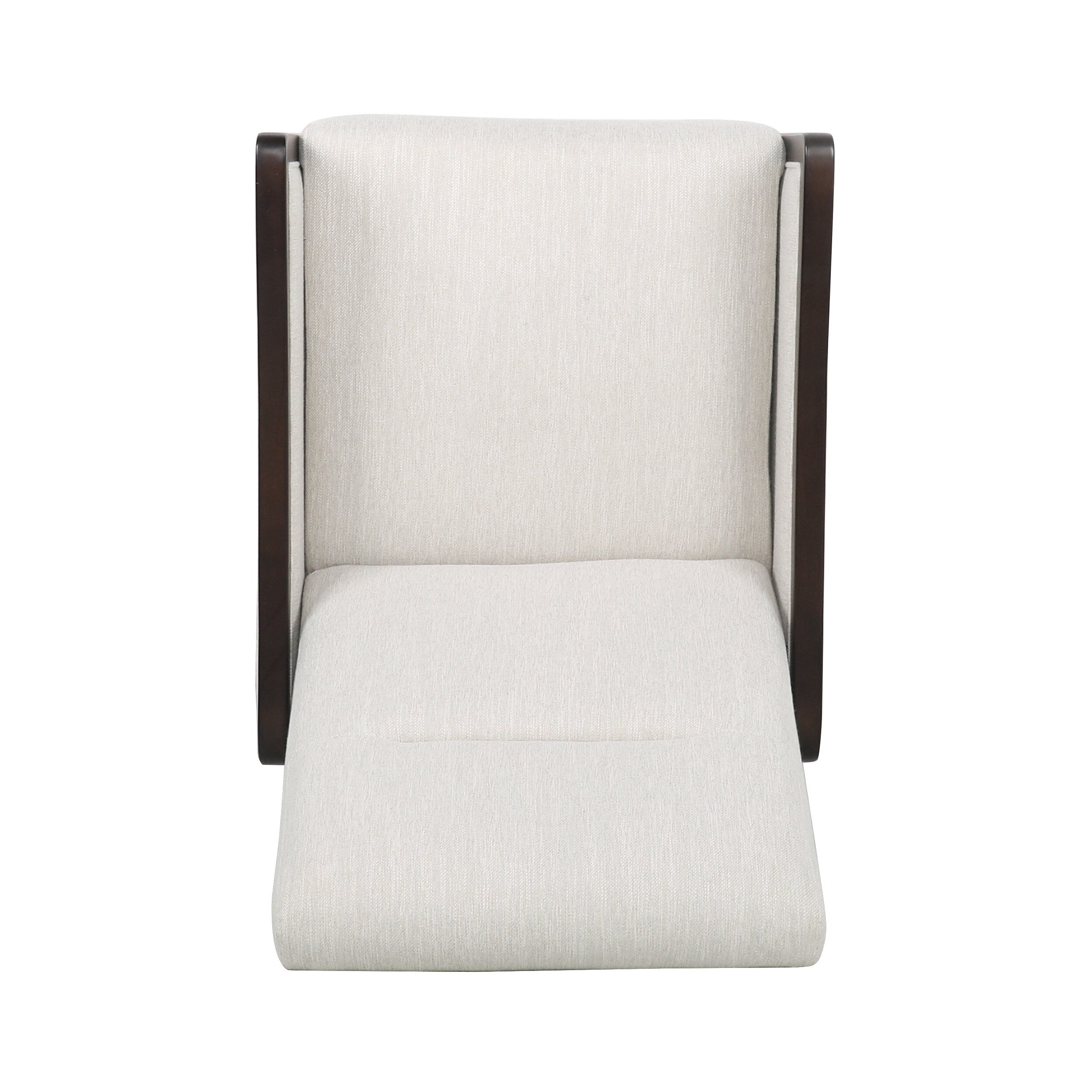 Fauteuil inclinable rembourré du milieu du siècle avec repose-pieds et cadre en bois de bouleau