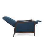 Fauteuil inclinable rembourré du milieu du siècle avec repose-pieds et cadre en bois de bouleau