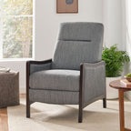 Fauteuil inclinable rembourré du milieu du siècle avec repose-pieds et cadre en bois de bouleau