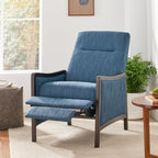 Fauteuil inclinable rembourré du milieu du siècle avec repose-pieds et cadre en bois de bouleau