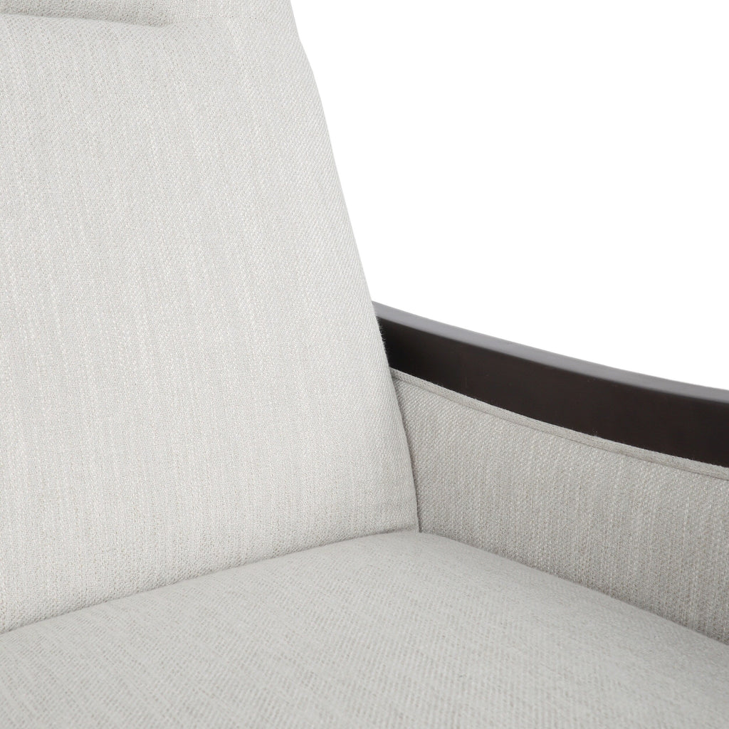 Fauteuil inclinable rembourré du milieu du siècle avec repose-pieds et cadre en bois de bouleau