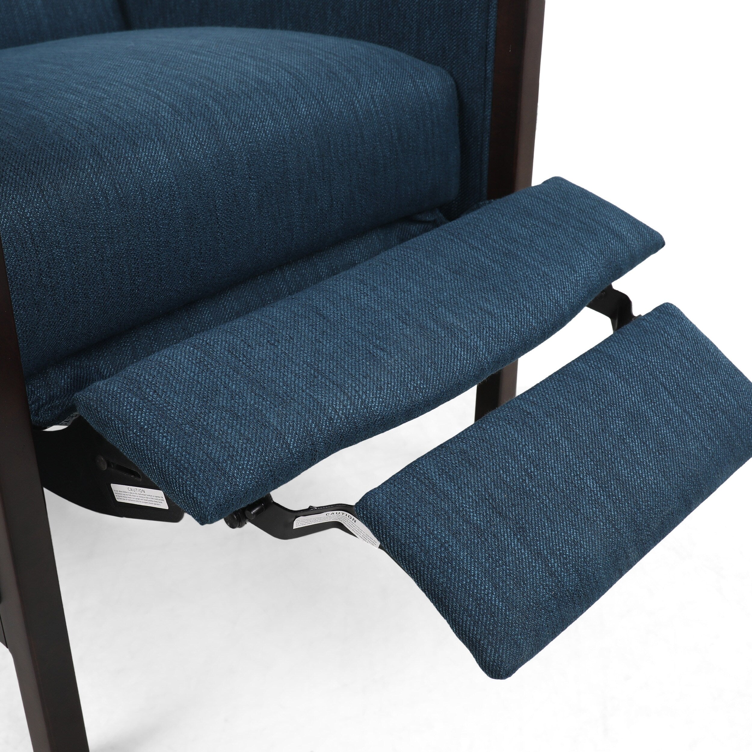 Fauteuil inclinable rembourré du milieu du siècle avec repose-pieds et cadre en bois de bouleau