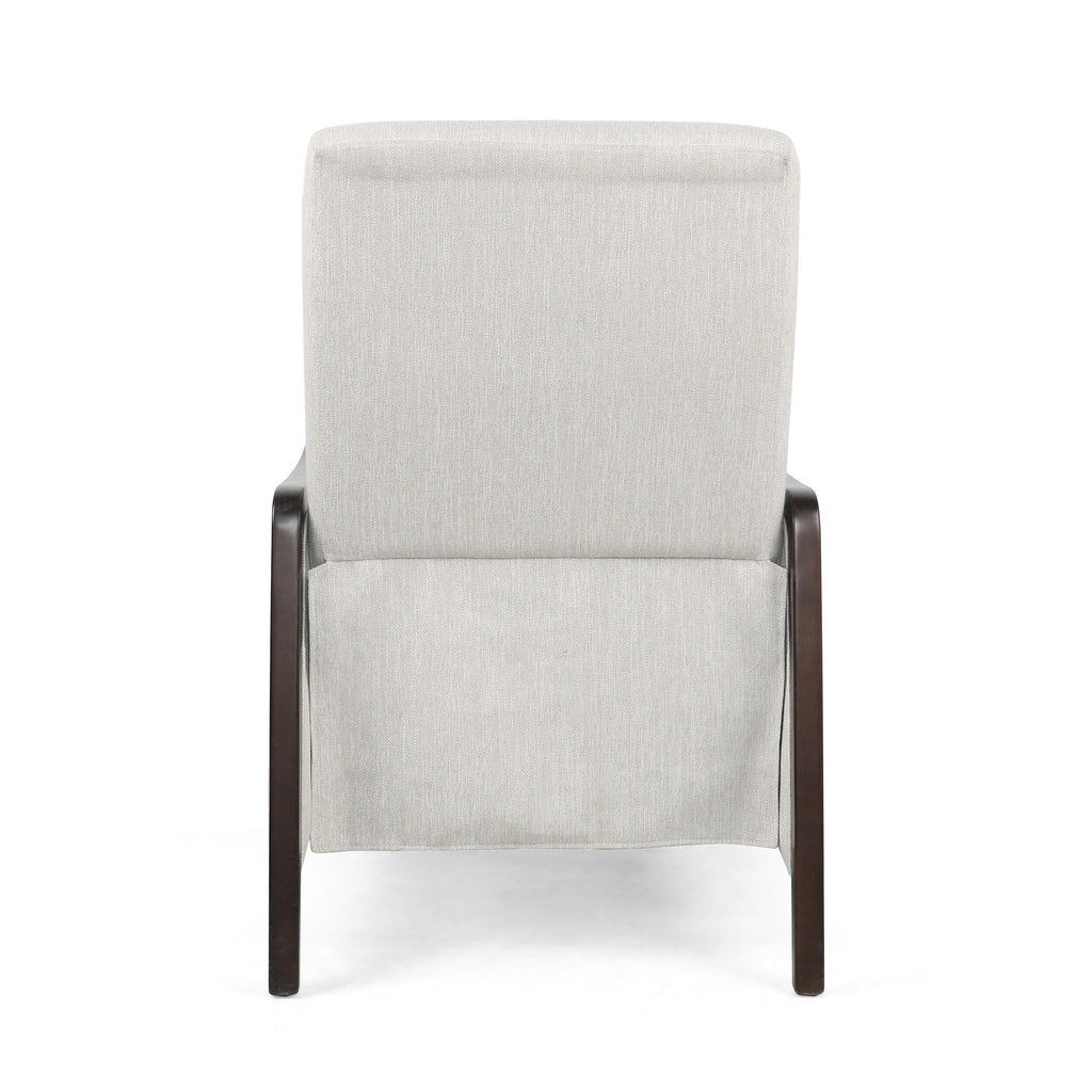Fauteuil inclinable rembourré du milieu du siècle avec repose-pieds et cadre en bois de bouleau