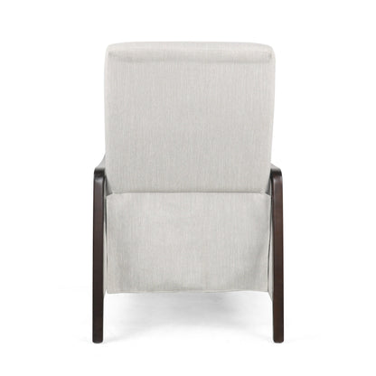 Fauteuil inclinable rembourré du milieu du siècle avec repose-pieds et cadre en bois de bouleau