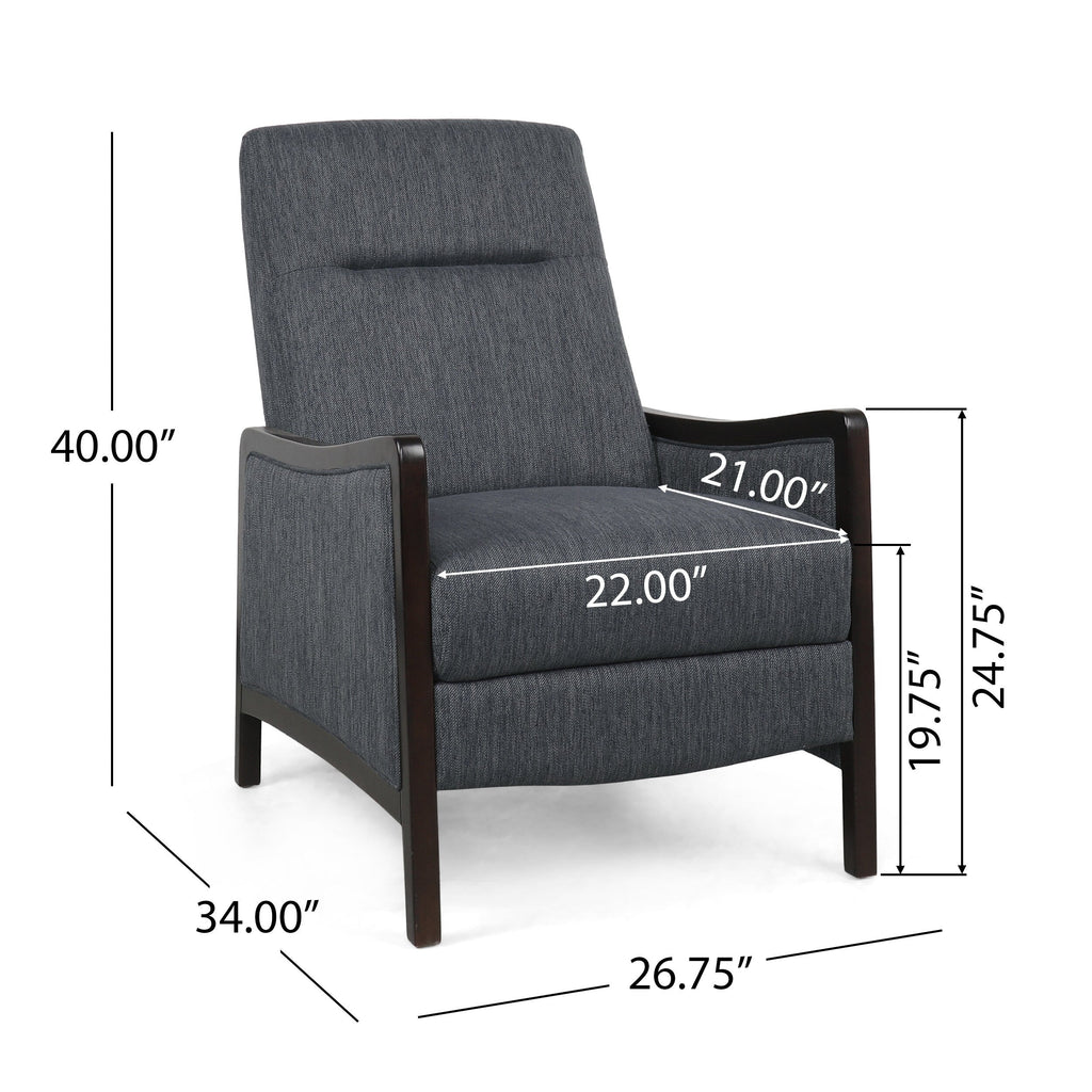 Fauteuil inclinable rembourré du milieu du siècle avec repose-pieds et cadre en bois de bouleau