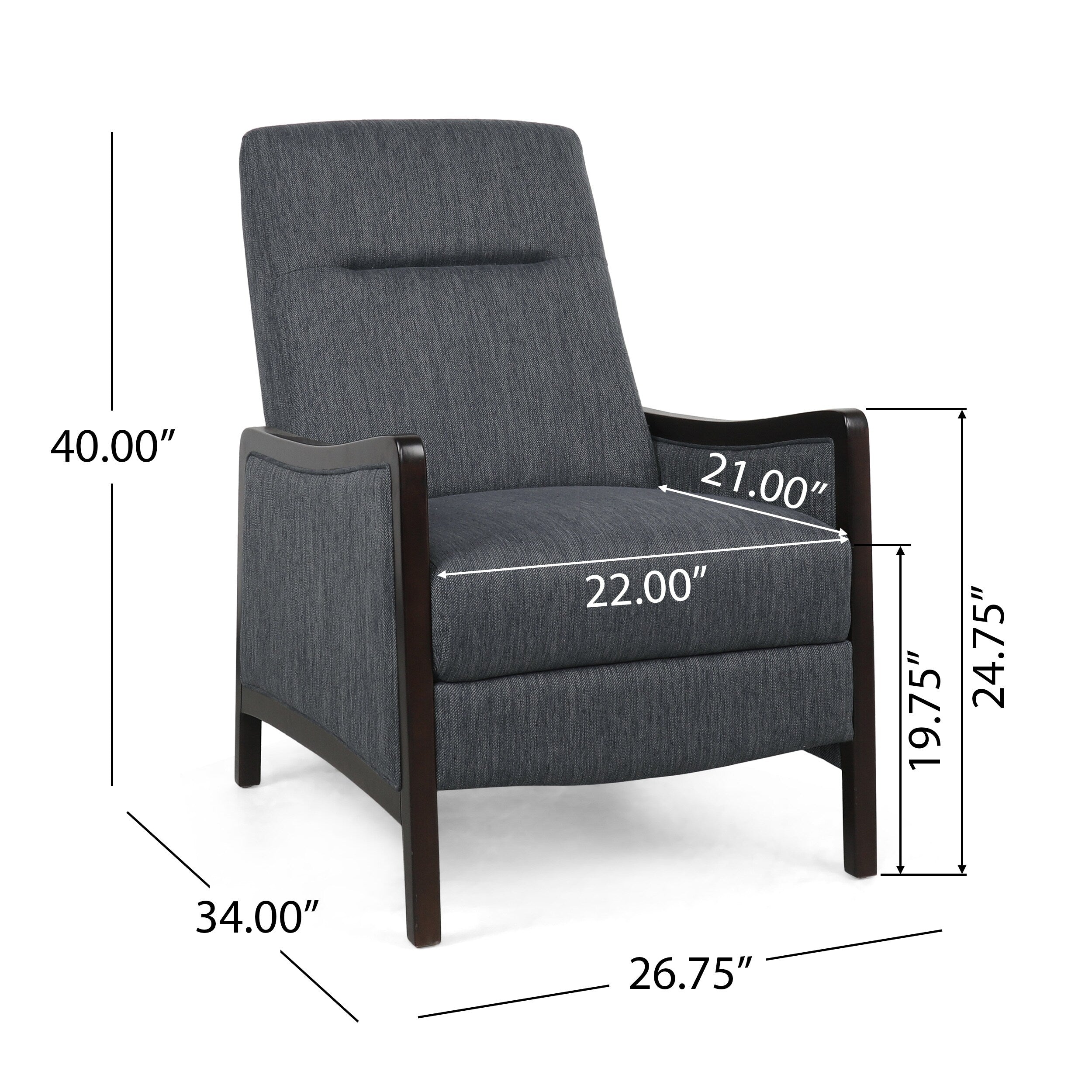 Fauteuil inclinable rembourré du milieu du siècle avec repose-pieds et cadre en bois de bouleau