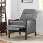Fauteuil inclinable rembourré du milieu du siècle avec repose-pieds et cadre en bois de bouleau