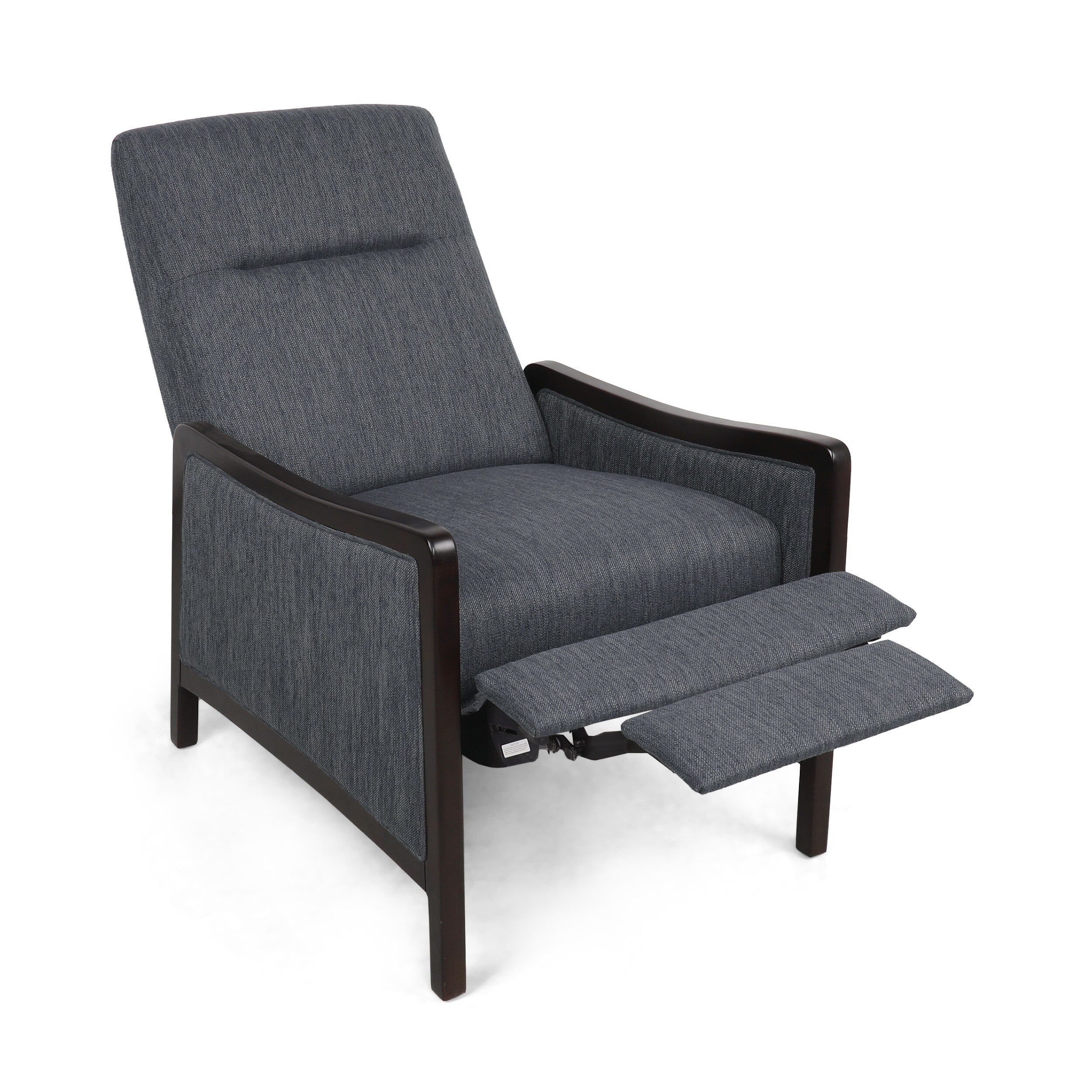 Fauteuil inclinable rembourré du milieu du siècle avec repose-pieds et cadre en bois de bouleau