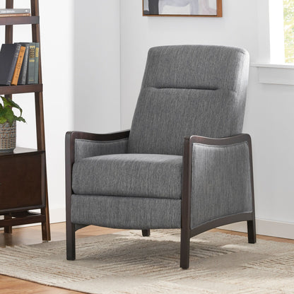 Fauteuil inclinable rembourré du milieu du siècle avec repose-pieds et cadre en bois de bouleau