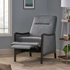Fauteuil inclinable rembourré du milieu du siècle avec repose-pieds et cadre en bois de bouleau