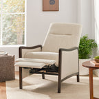 Fauteuil inclinable rembourré du milieu du siècle avec repose-pieds et cadre en bois de bouleau