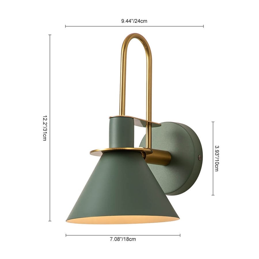 Applique murale conique moderne du milieu du siècle à 1 ampoule - Lampe de chambre 7 pouces
