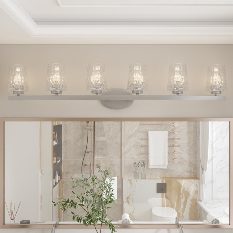 Applique de salle de bain moderne à 6 LED à intensité variable de style milieu du siècle avec verre artistique - 51 pouces