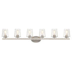 Applique de salle de bain moderne à 6 LED à intensité variable de style milieu du siècle avec verre artistique - 51 pouces