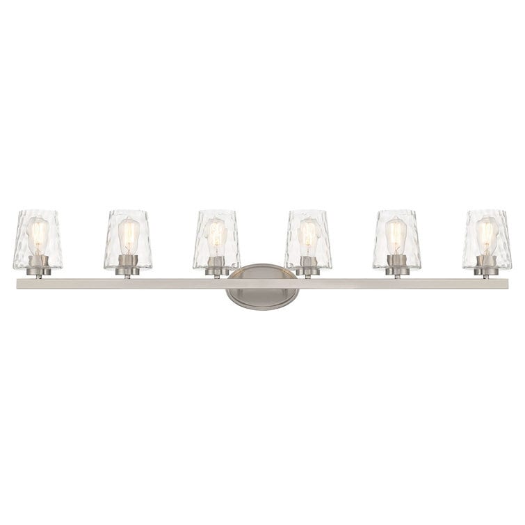 Applique de salle de bain moderne à 6 LED à intensité variable de style milieu du siècle avec verre artistique - 51 pouces