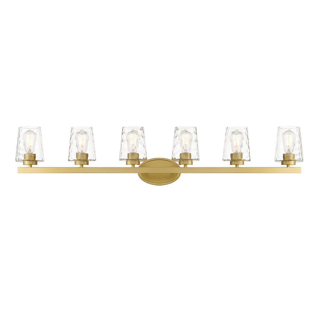 Applique de salle de bain moderne à 6 LED à intensité variable de style milieu du siècle avec verre artistique - 51 pouces