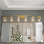 Applique de salle de bain moderne à 6 LED à intensité variable de style milieu du siècle avec verre artistique - 51 pouces