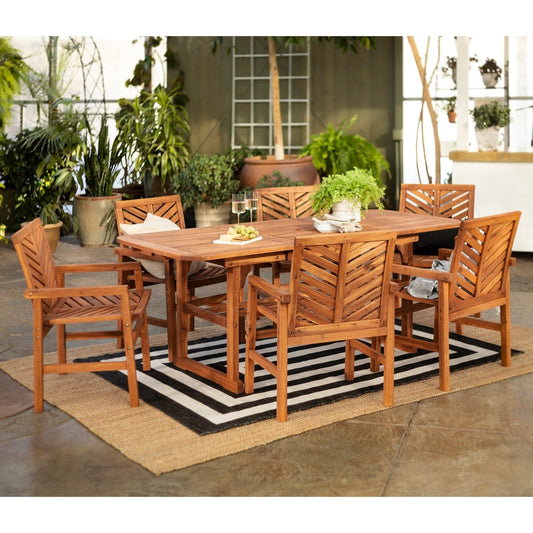 Ensemble de salle à manger extensible en acacia 7 pièces Middlebrook Hydaburg