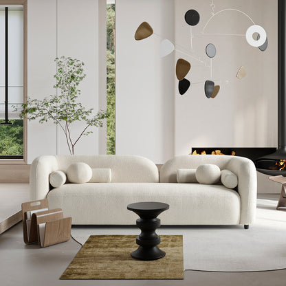Canapé Milet de luxe moderne en tissu bouclé avec accoudoirs incurvés