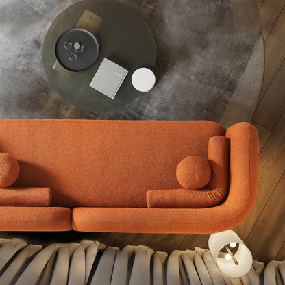 Canapé Milet de luxe moderne en tissu bouclé avec accoudoirs incurvés