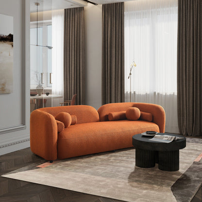 Canapé Milet de luxe moderne en tissu bouclé avec accoudoirs incurvés
