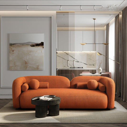 Canapé Milet de luxe moderne en tissu bouclé avec accoudoirs incurvés