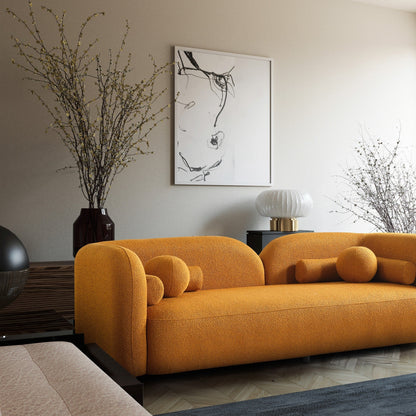 Canapé Milet de luxe moderne en tissu bouclé avec accoudoirs incurvés