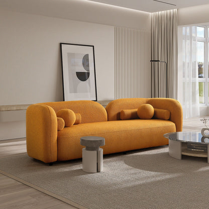 Canapé Milet de luxe moderne en tissu bouclé avec accoudoirs incurvés