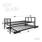Milliard Twin Daybed and Fold- Up Trundle Set, Black Frame - Mattresses Sold Separately