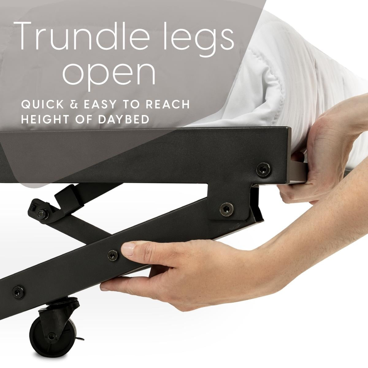 Milliard Twin Daybed and Fold- Up Trundle Set, Black Frame - Mattresses Sold Separately