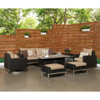 Ensemble de foyer extérieur Milo Espresso 7 pièces Sunbrella avec mouvement