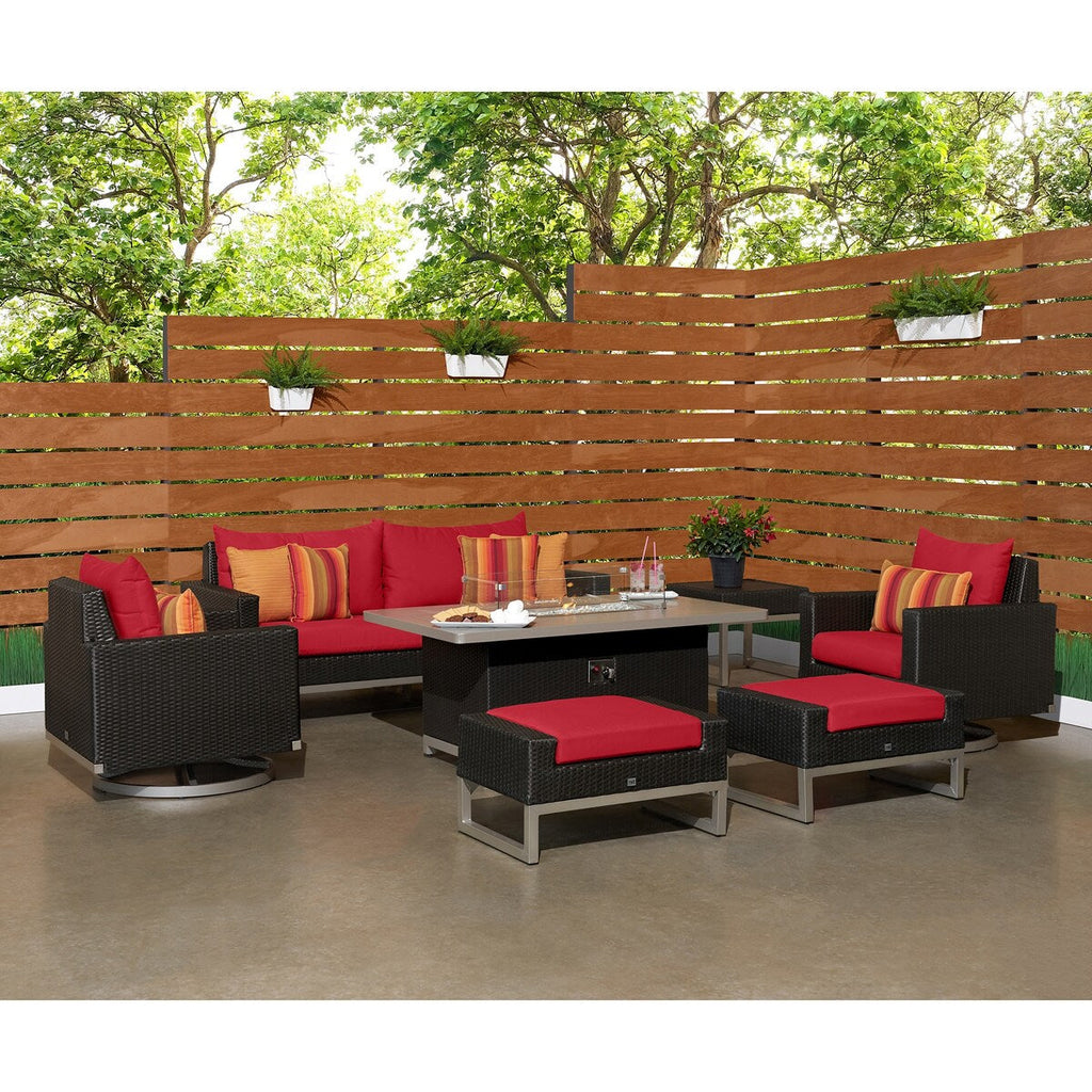 Ensemble de foyer extérieur Milo Espresso 7 pièces Sunbrella avec mouvement