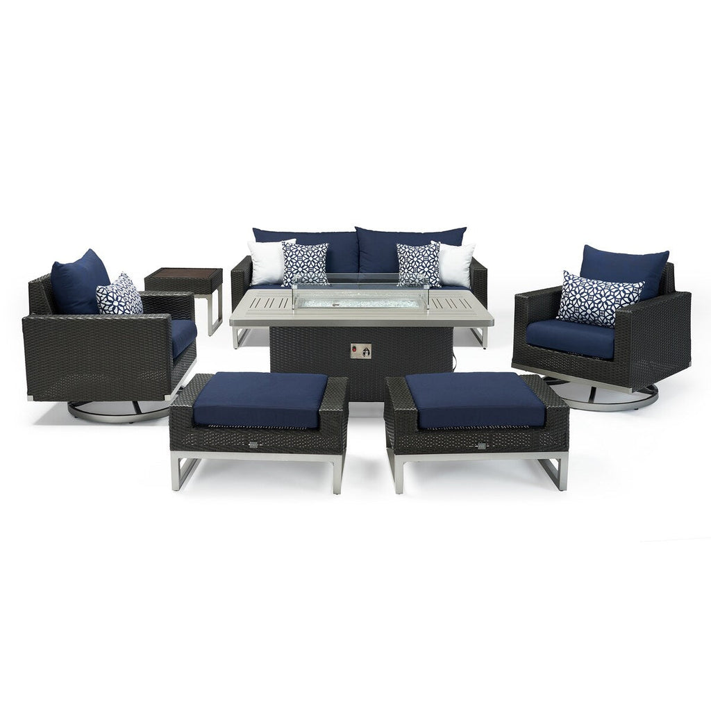 Ensemble de foyer extérieur Milo Espresso 7 pièces Sunbrella avec mouvement