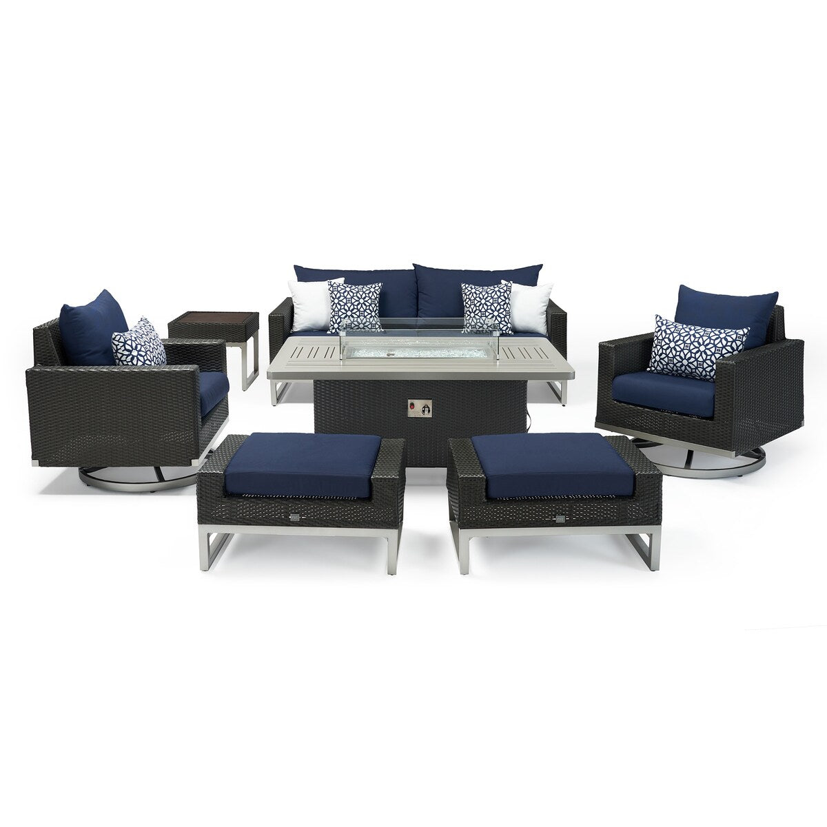 Ensemble de foyer extérieur Milo Espresso 7 pièces Sunbrella avec mouvement