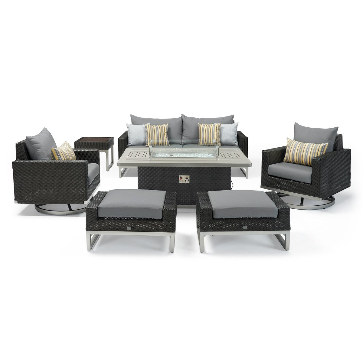 Ensemble de foyer extérieur Milo Espresso 7 pièces Sunbrella avec mouvement
