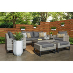 Ensemble de 7 sièges profonds pour patio extérieur Milo Gray Sunbrella Motion