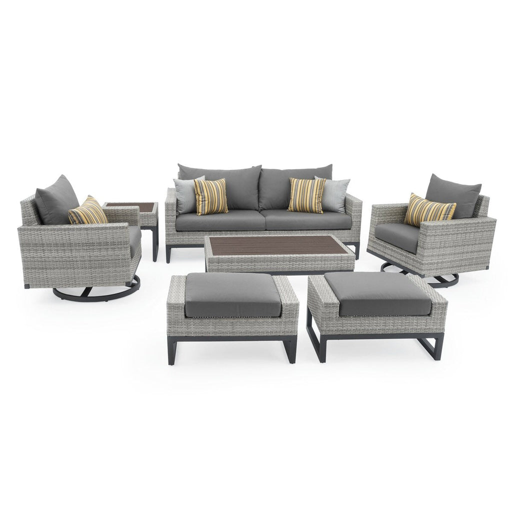 Ensemble de 7 sièges profonds pour patio extérieur Milo Gray Sunbrella Motion