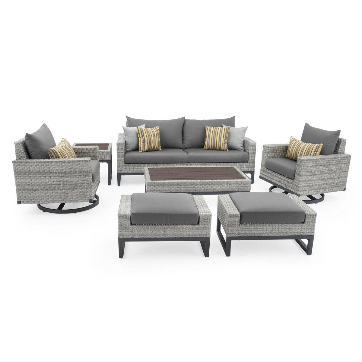 Ensemble de 7 sièges profonds pour patio extérieur Milo Gray Sunbrella Motion