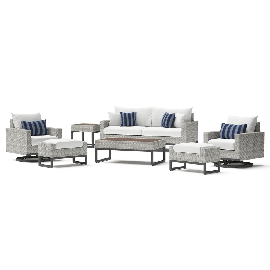 Ensemble de 7 sièges profonds pour patio extérieur Milo Gray Sunbrella Motion