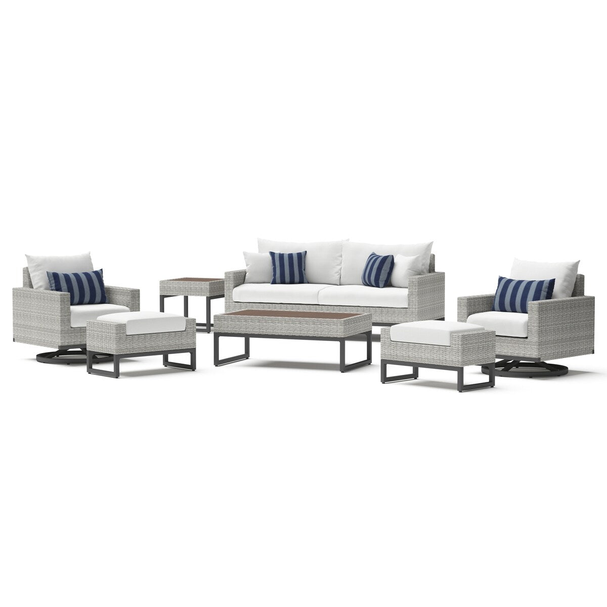 Ensemble de 7 sièges profonds pour patio extérieur Milo Gray Sunbrella Motion