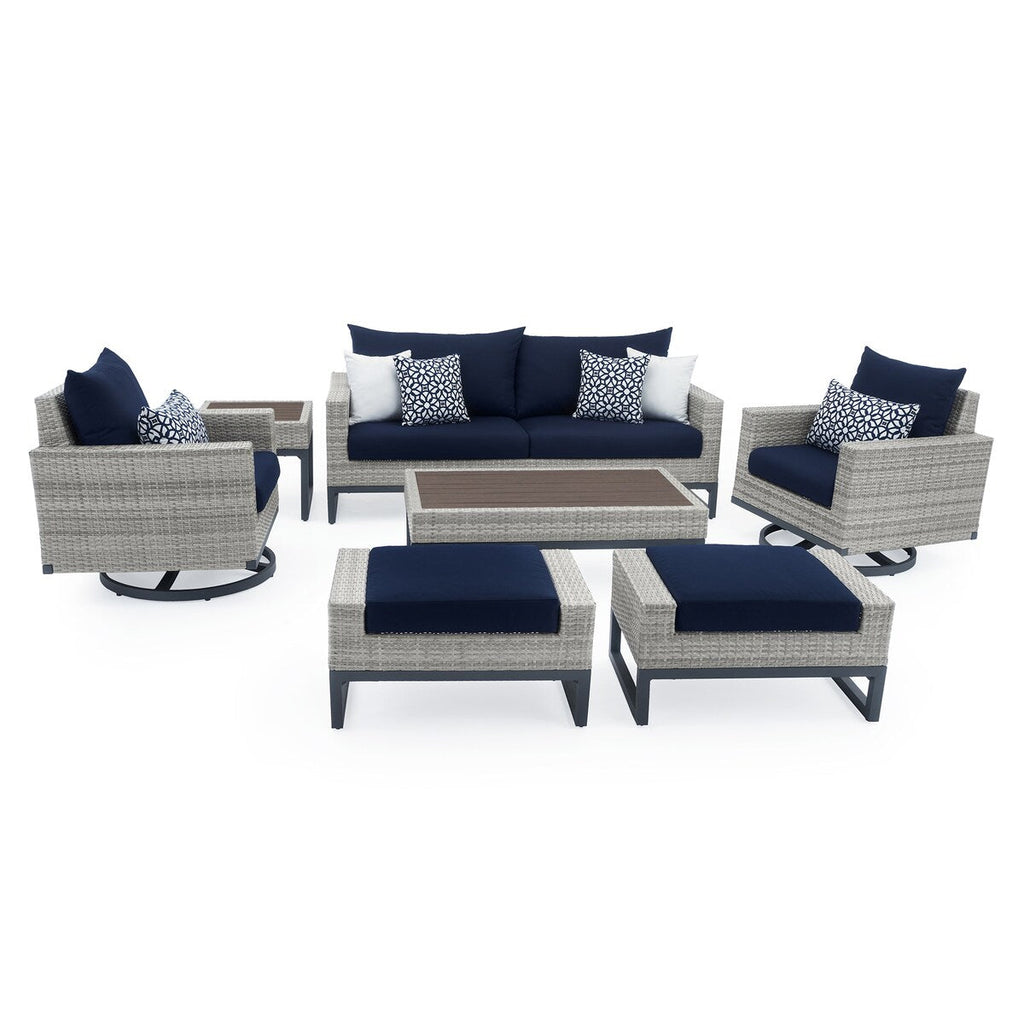Ensemble de 7 sièges profonds pour patio extérieur Milo Gray Sunbrella Motion