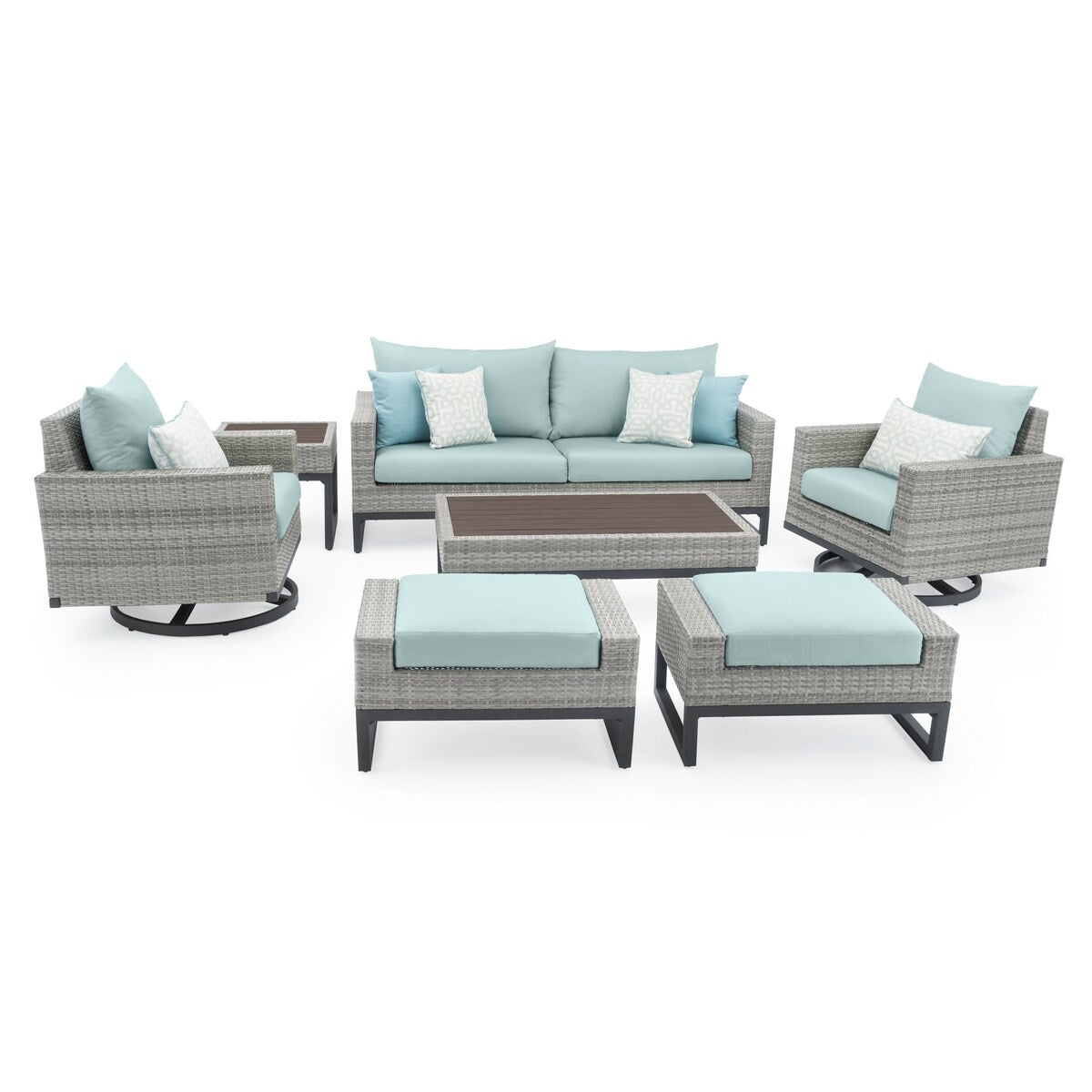 Ensemble de 7 sièges profonds pour patio extérieur Milo Gray Sunbrella Motion
