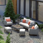 Ensemble de 7 sièges profonds pour patio extérieur Milo Gray Sunbrella Motion