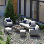 Ensemble de 7 sièges profonds pour patio extérieur Milo Gray Sunbrella Motion