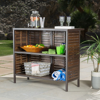 Ensemble de bar bistrot d'extérieur 3 pièces en bois d'acacia Milos par Christopher Knight Home